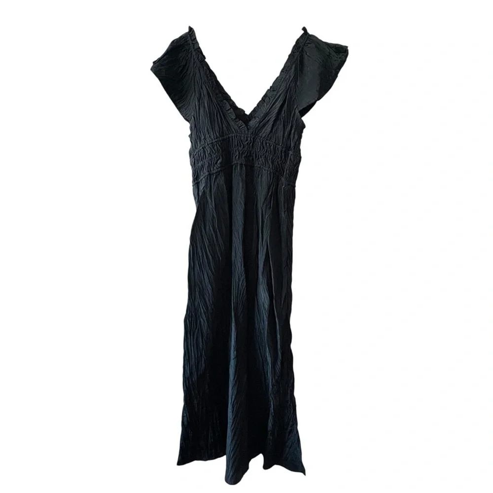 J. Crew Black Palermo Viscose Blend Crinkle Dress - Picture 4 of 13